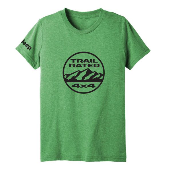 youth jeep trail rated green t-shirt