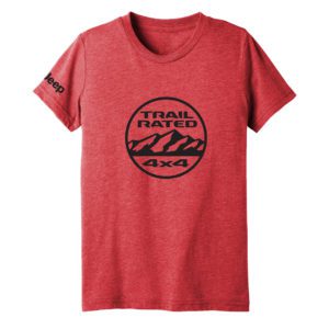 youth jeep trail rated red t-shirt