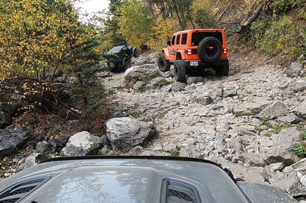 orange jeep on the trail