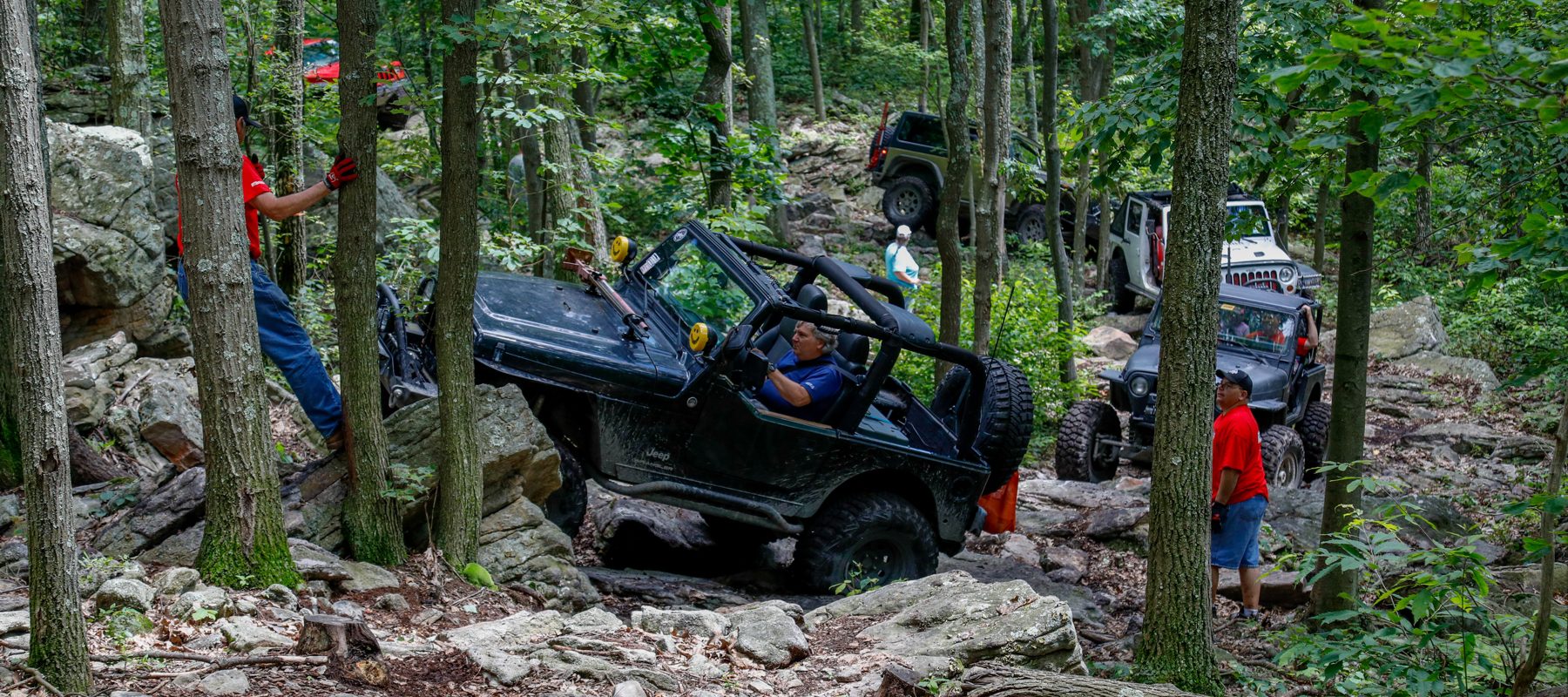 Jeeps being guided on Coal Mountain