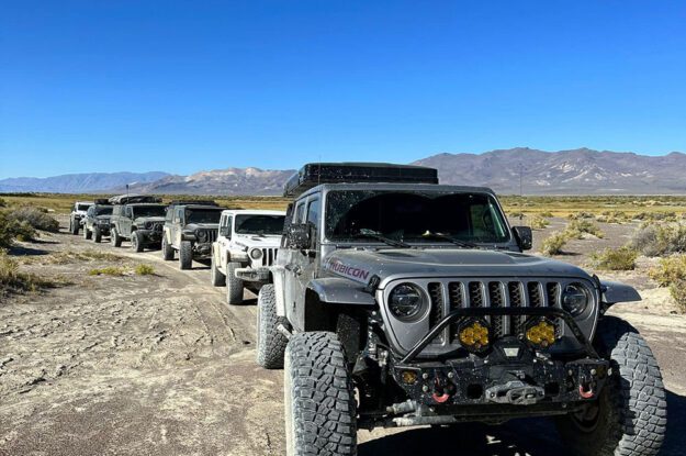 row of jeeps getting ready