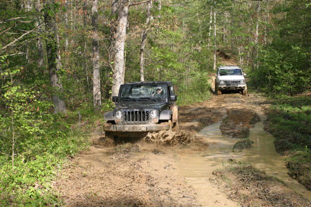 black jeep in the mud