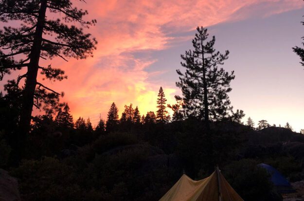 Sunset and a tent.