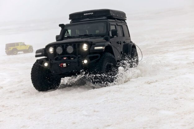 black jeep in the snow