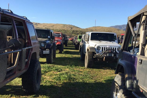 jeeps in staging area