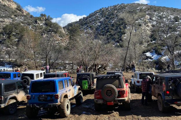 group of jeeps ready to go