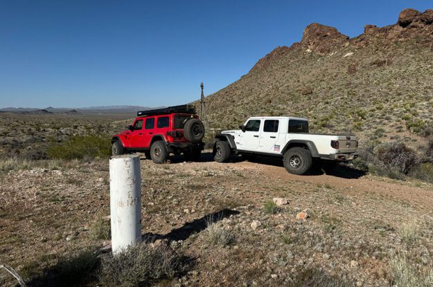 two jeeps in desert