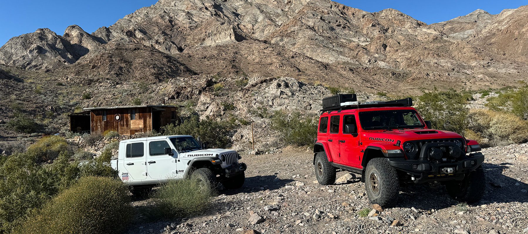 two jeeps in mojave desert