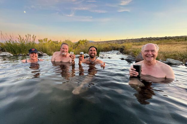 relaxing in hot spring