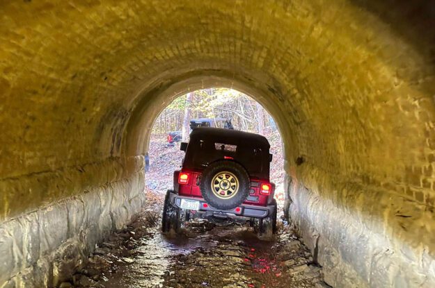 jeep in tunnel