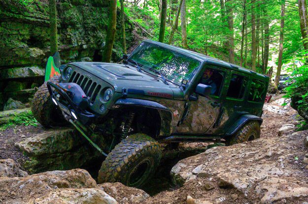 Jeep in rock channel