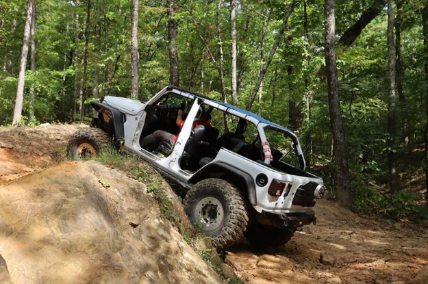 white jeep on the go