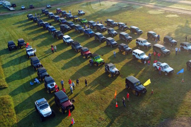 aerial view of jeeps