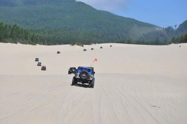 Jeeps on sand dunes