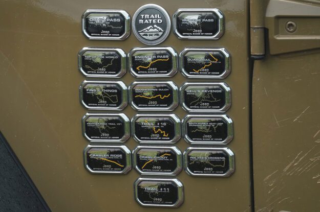 Trail badges on jeep