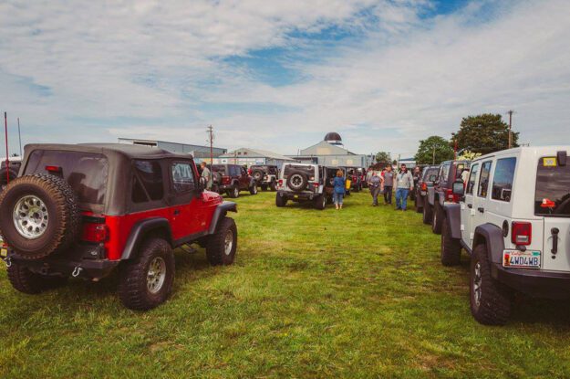 Jeeps on grass