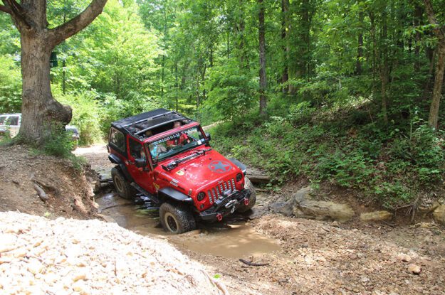 red jeep side view