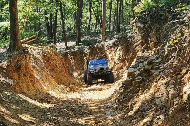 jeep in a ravine