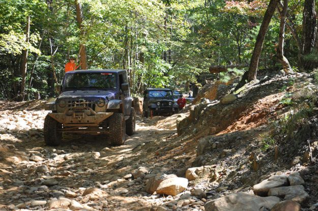 a few jeeps on the trail