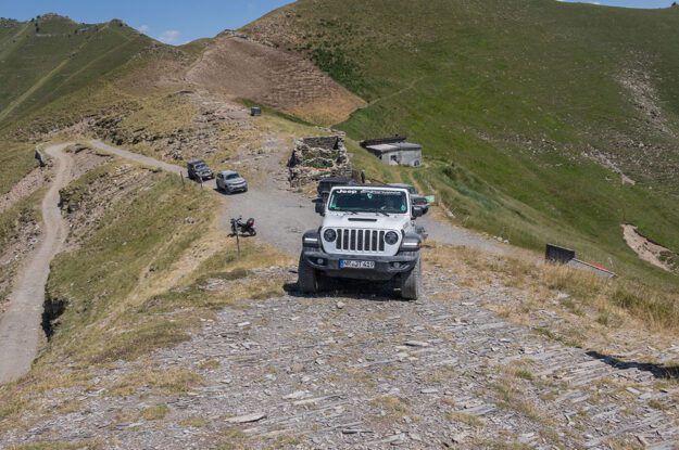 jeep on mountain pass