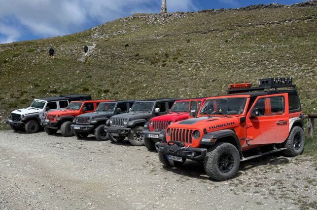 jeeps lined up in alps