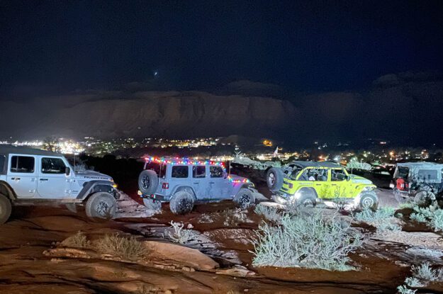 three jeeps on night run